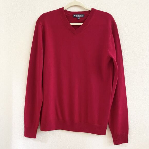 Hart Schaffner Marx Extra Fine Merino Wool Biella Yarn V Neck Sweater Size S Red - Picture 2 of 10